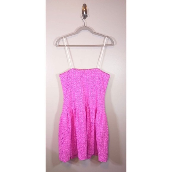 Lilly Pulitzer Akela Strapless Eyelet Hot Pink Wedding Resort Dress Size 10 New - Picture 2 of 6